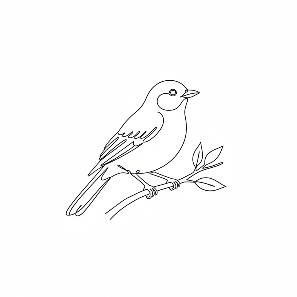 Single Line Bird - No Text