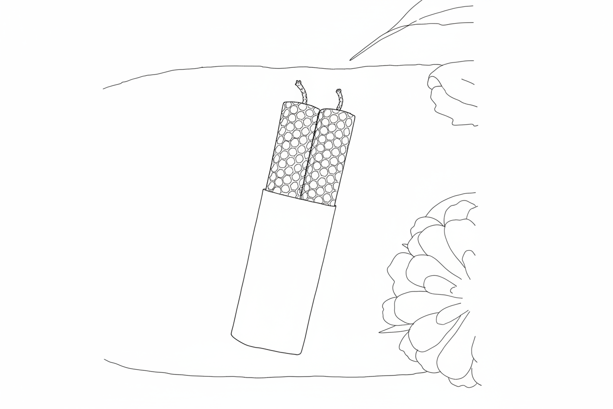 Beeswax taper candles line drawing