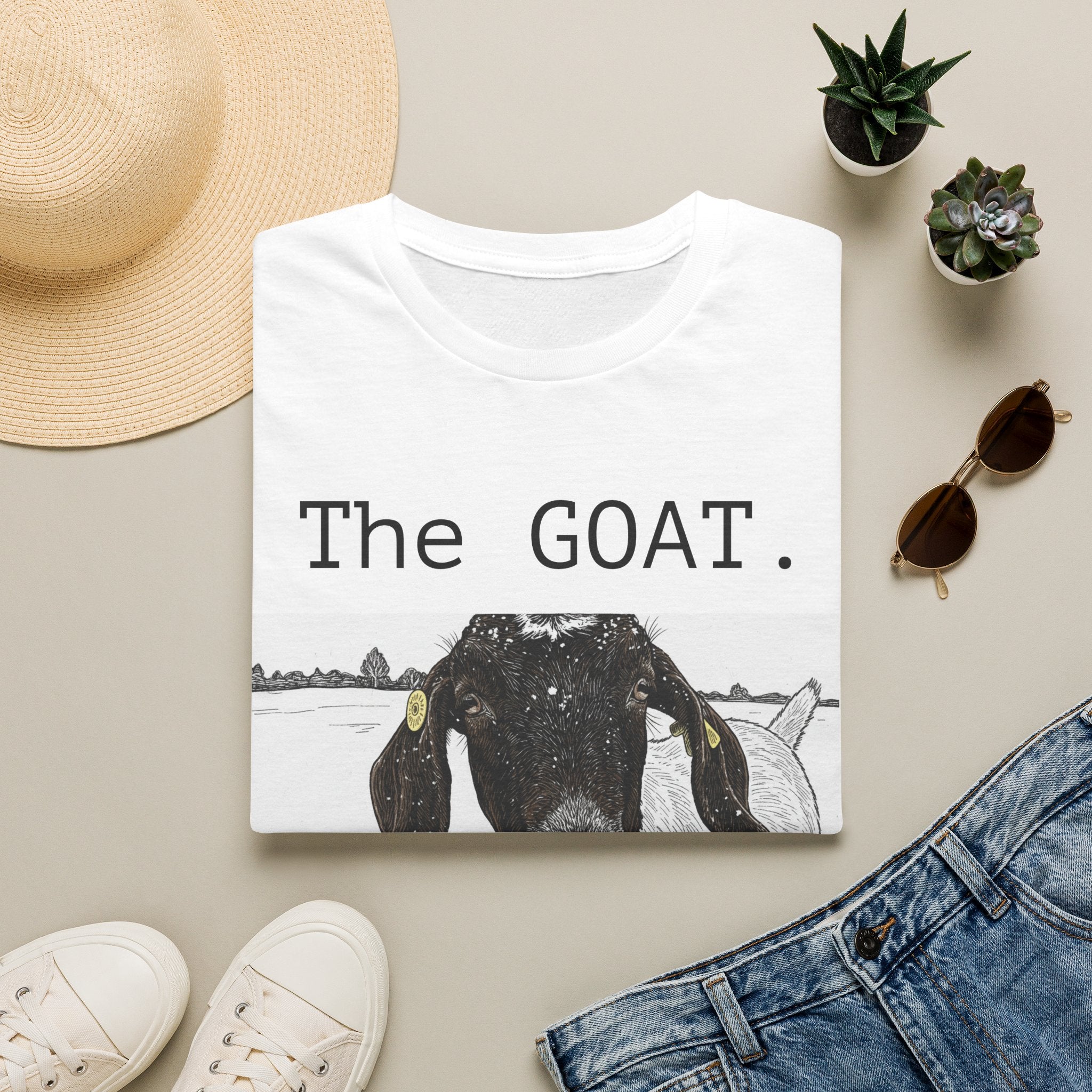 The GOAT Goat Illustration T‑Shirt | Funny Farm Animal Tee