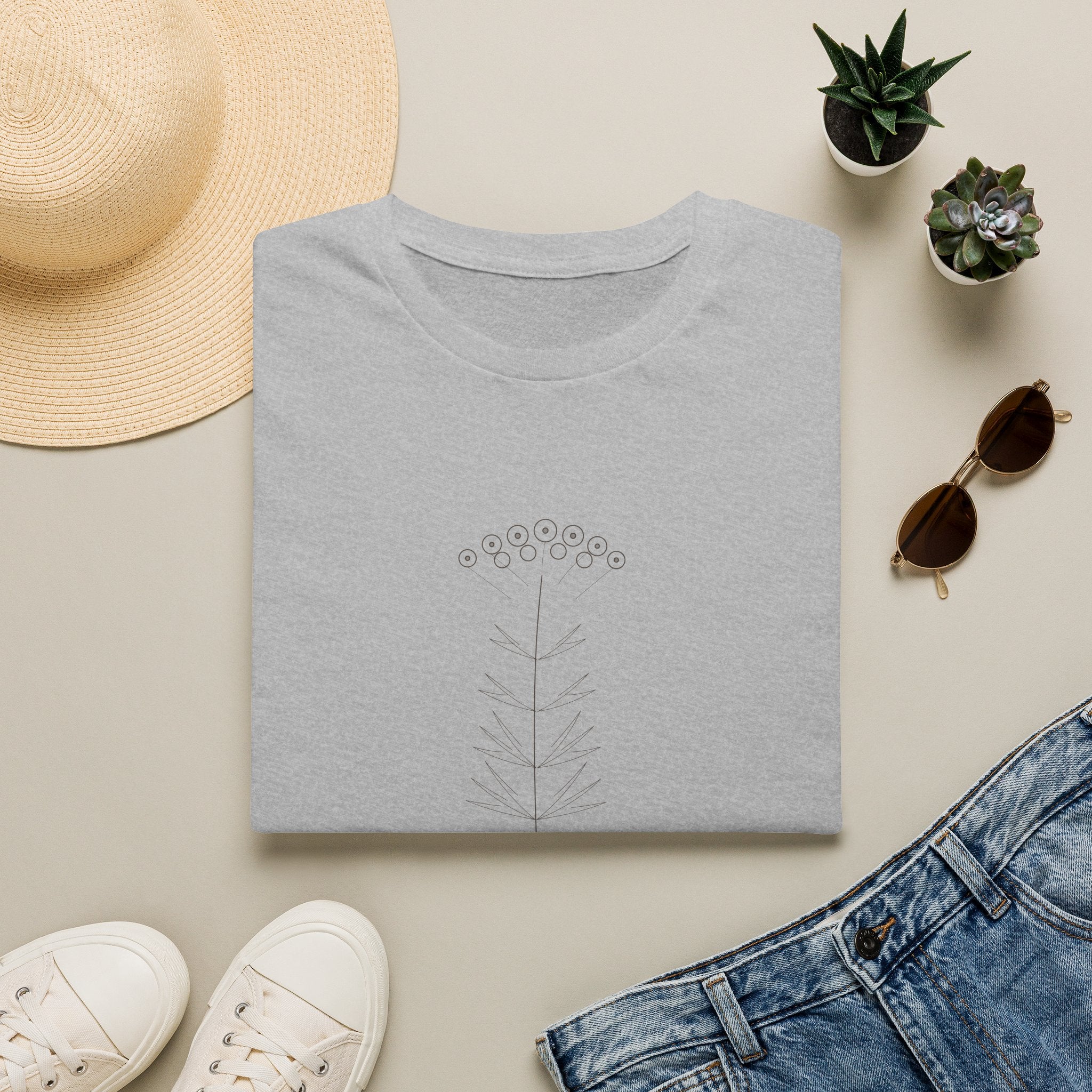 Minimal Botanical T‑Shirt | Yarrow — Simple Line Art Plant Tee