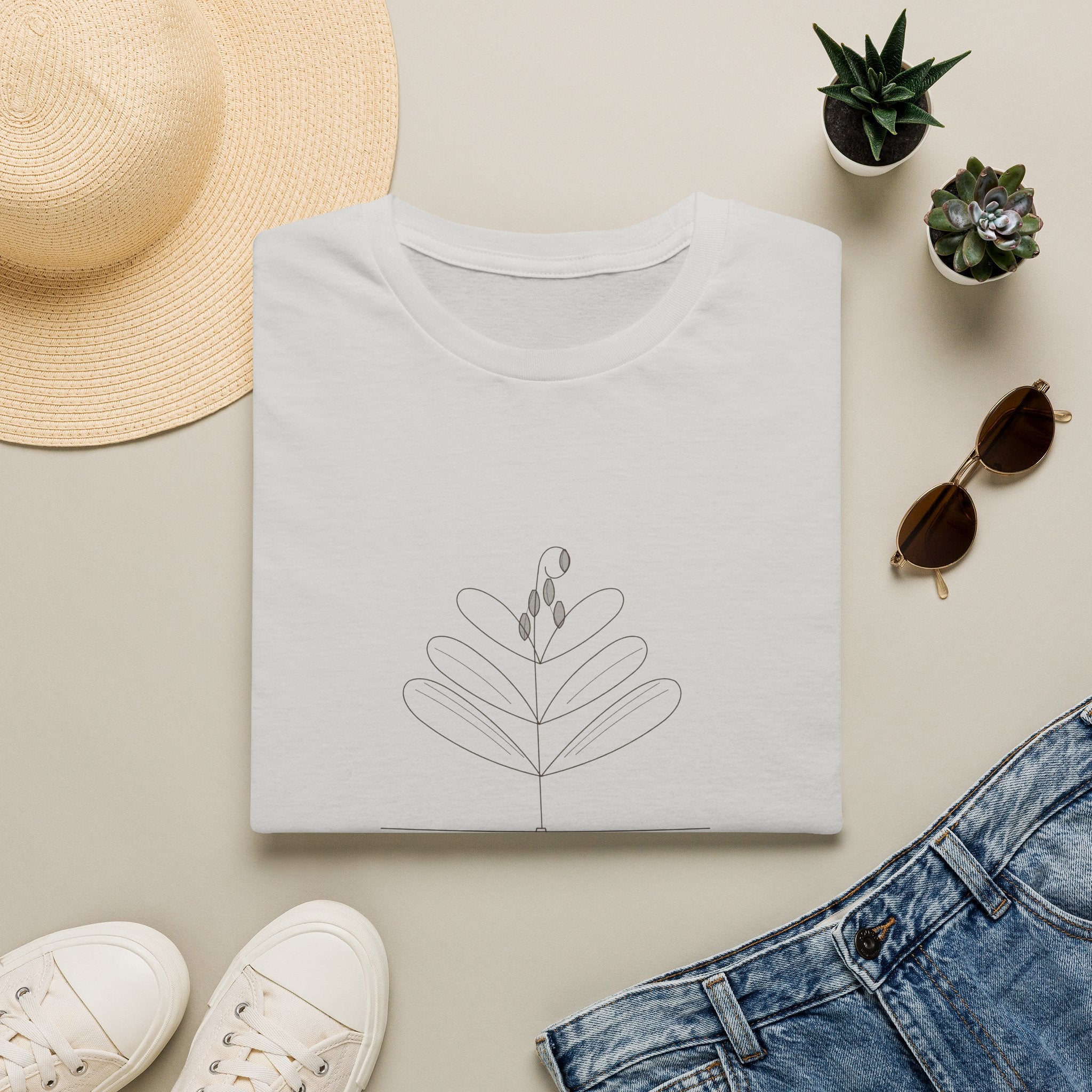 Minimal Botanical T‑Shirt | Comfrey — Simple Line Art Plant Tee