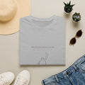 Minimal Chicken Illustration T-Shirt — Cute Line Art "Rules the World, Squeaks to No One"