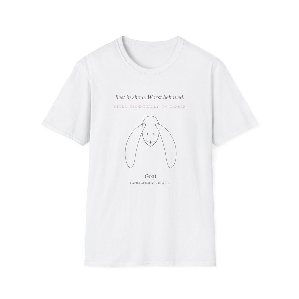 Minimal Goat Graphic T-Shirt — "Best in show. Worst behaved." Cozy Farm Animal Tee