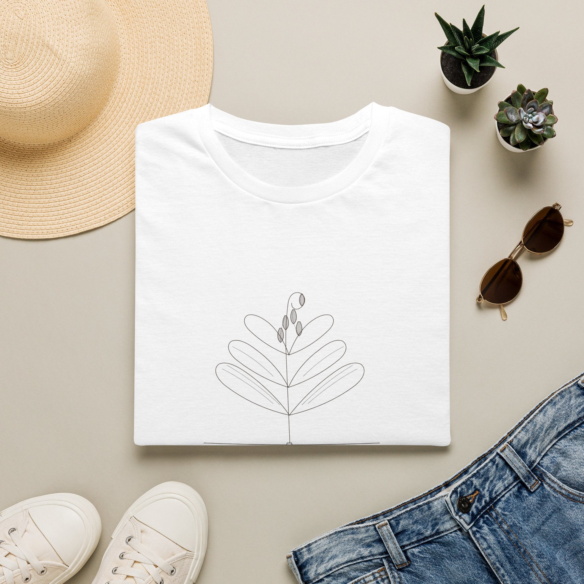 Minimal Botanical T‑Shirt | Comfrey — Simple Line Art Plant Tee