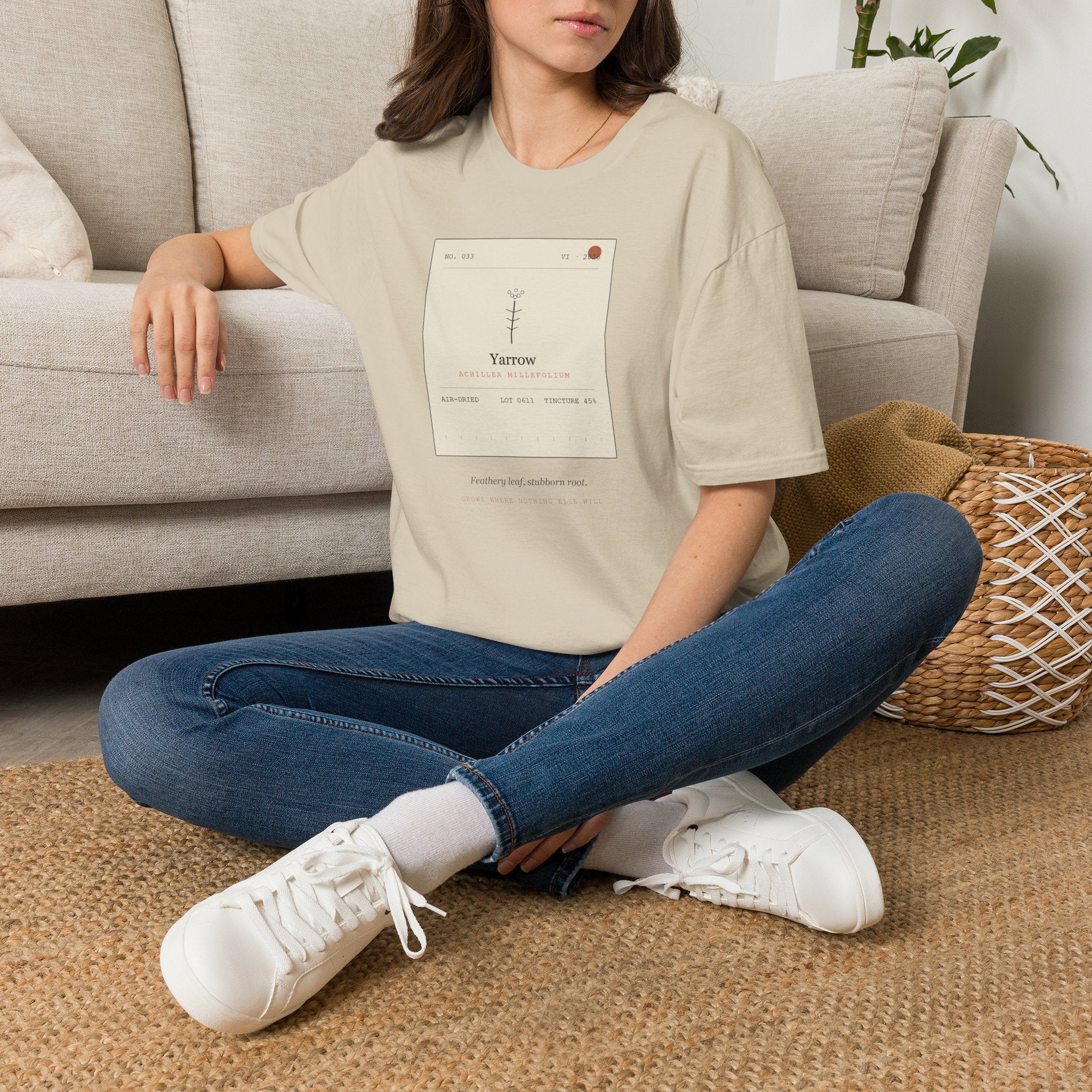 Field Ledger Yarrow Illustration T-Shirt | Botanical Flower Label Tee