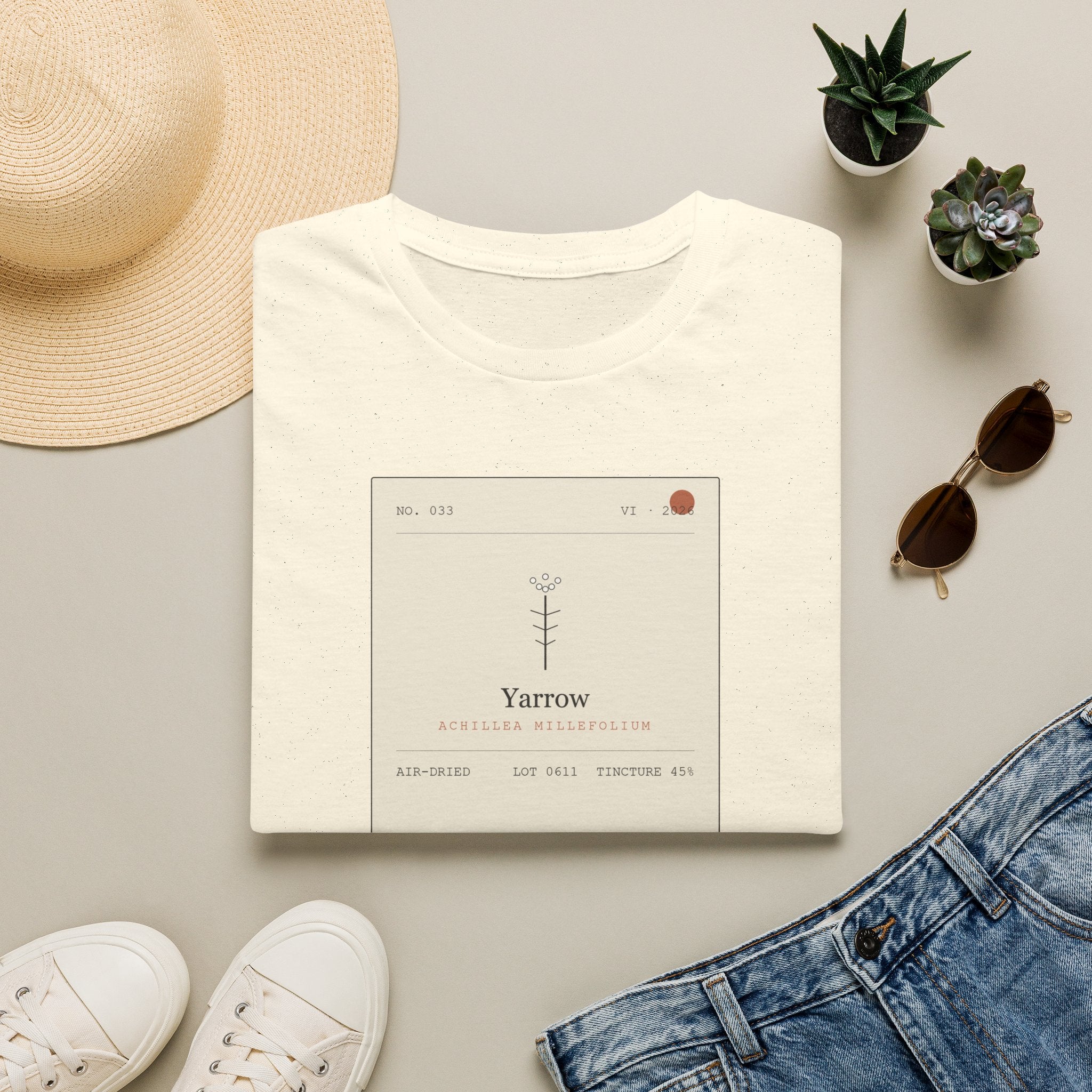 Field Ledger Yarrow Illustration T-Shirt | Botanical Flower Label Tee