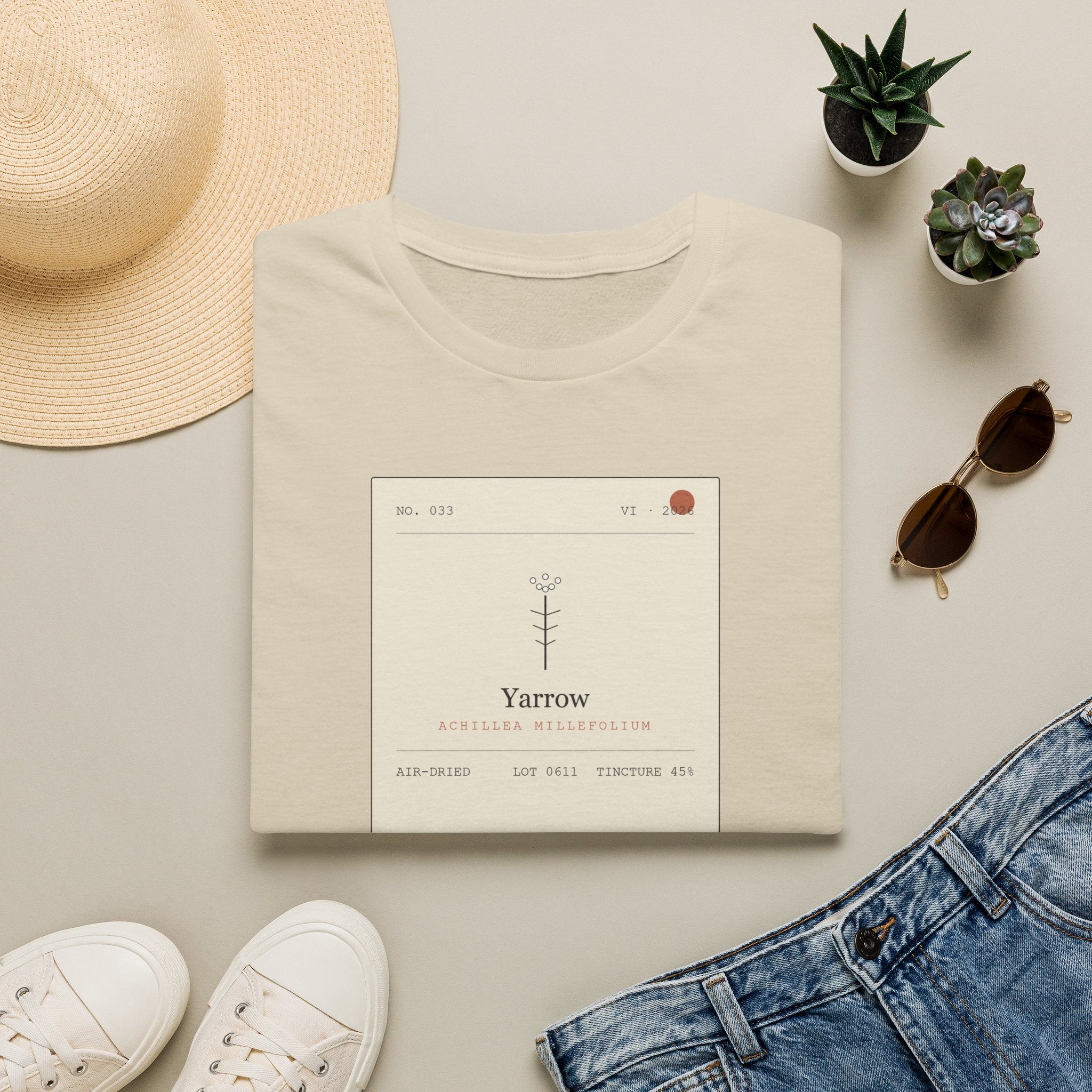 Field Ledger Yarrow Illustration T-Shirt | Botanical Flower Label Tee