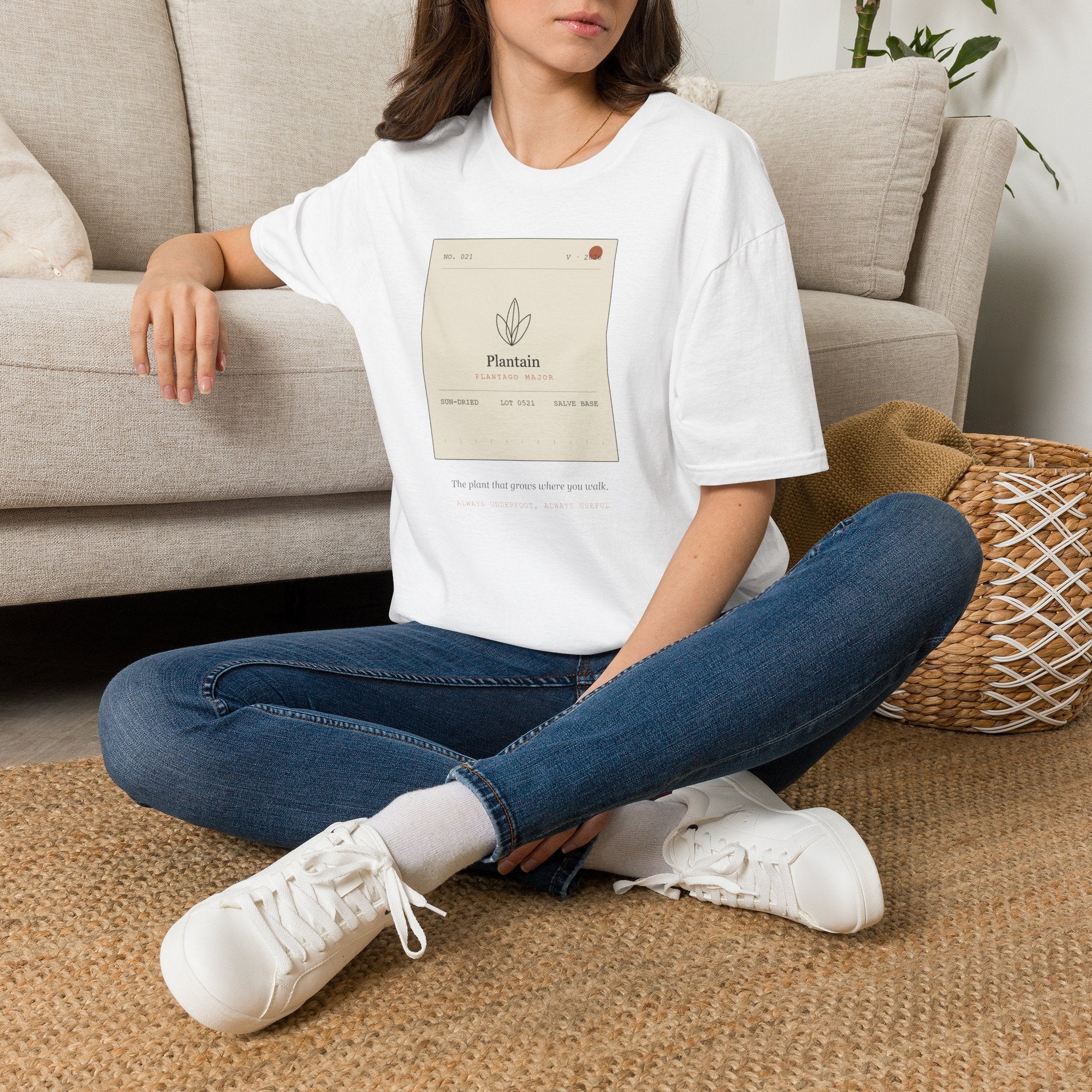Field Ledger Plantain Illustration T-Shirt | Botanical Flower Label Tee