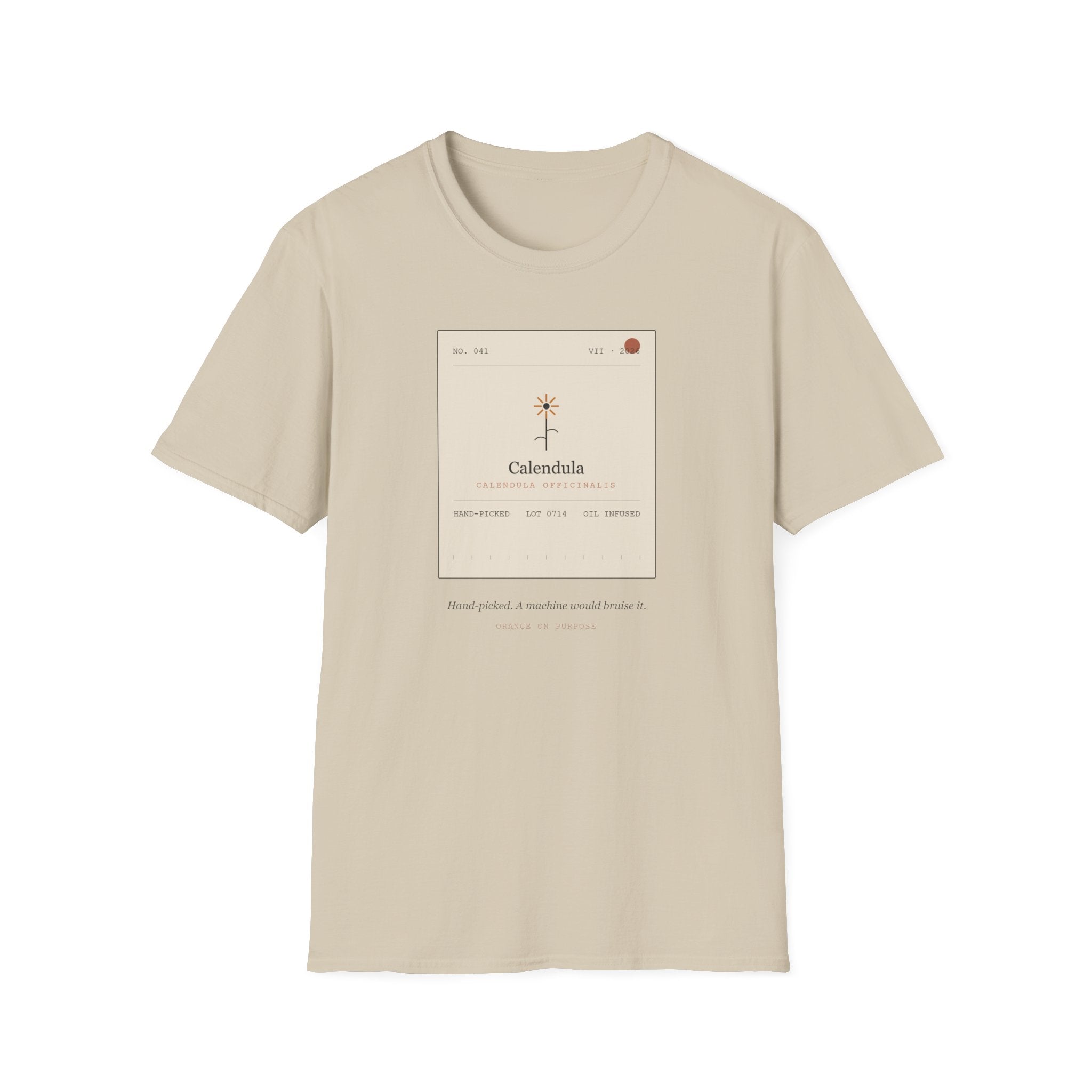 Field Ledger Calendula Illustration T-Shirt | Botanical Flower Label Tee