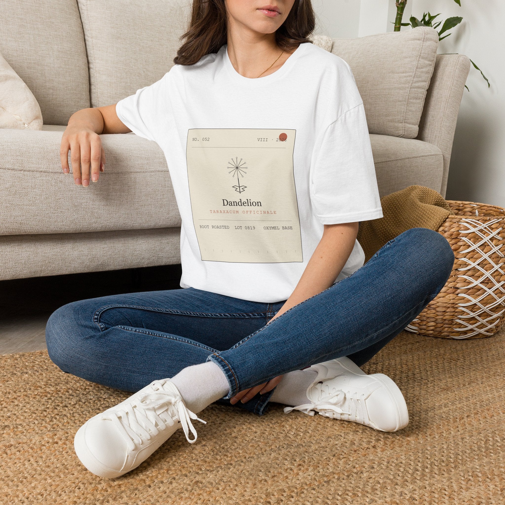 Field Ledger Dandelion Illustration T-Shirt | Botanical Flower Label Tee