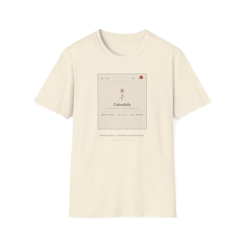Field Ledger Calendula Illustration T-Shirt | Botanical Flower Label Tee
