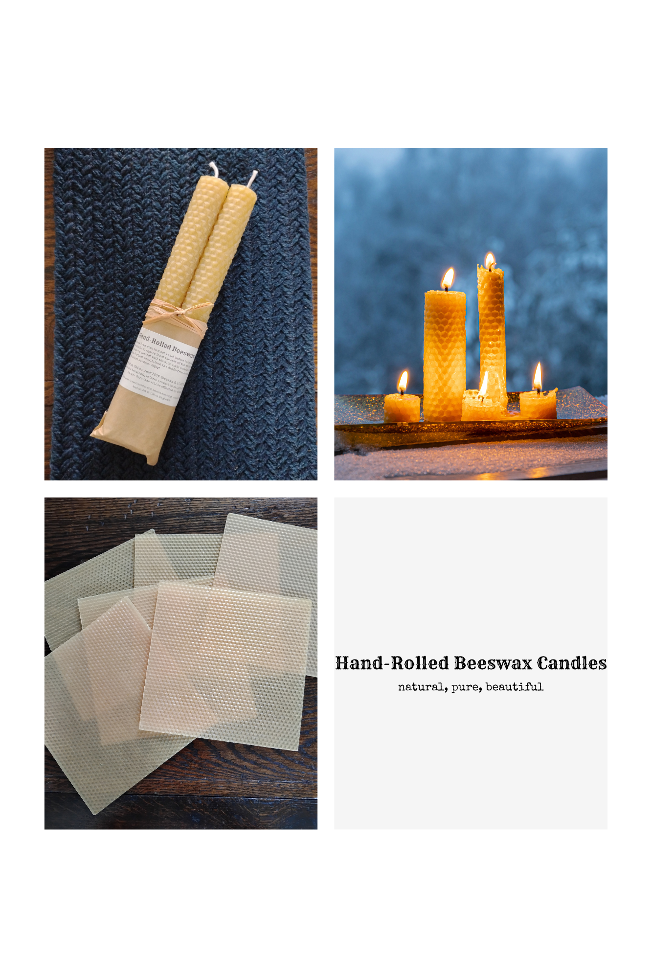 Hand-Rolled Beeswax Candles | 8" or 6" Sets | Handmade Natural Candles | Made in USA
