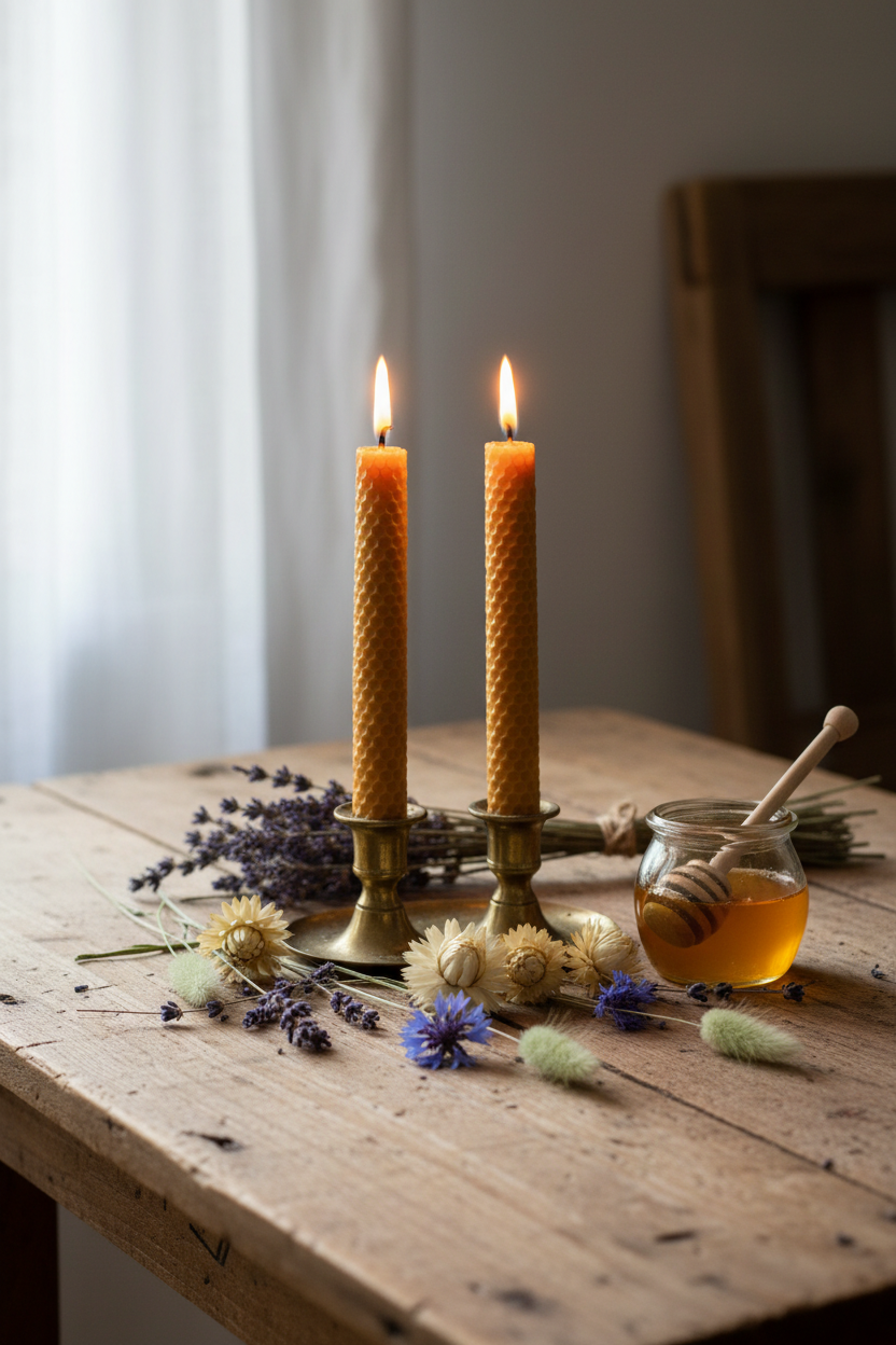 Hand-Rolled Beeswax Candles Lifestyle