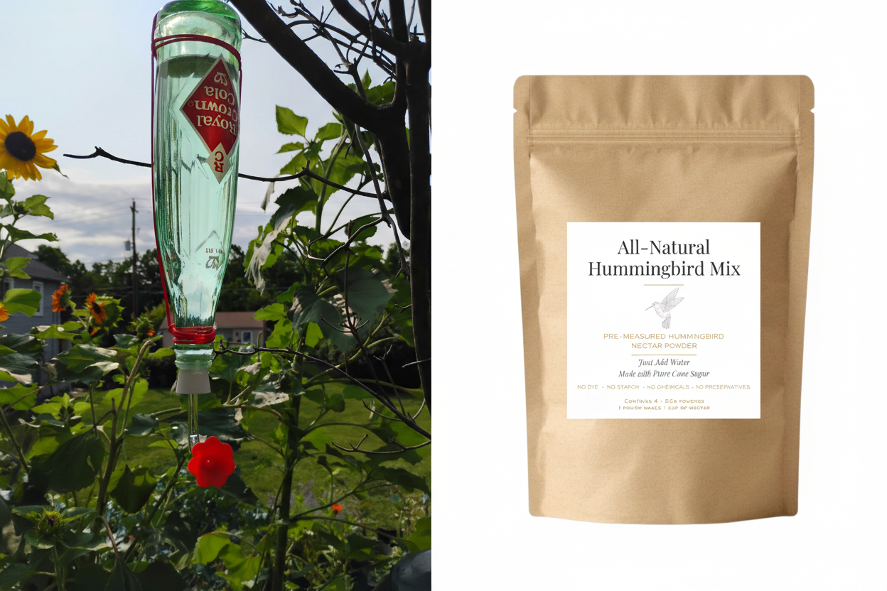 Hummingbird Feeder and Mix Side by Side